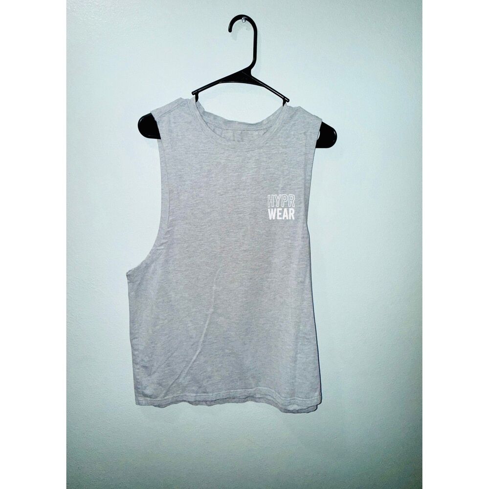 HYPR WEAR Mens L Muscle Tank Top Sleeveless Gray Gym Workout Fitness Casual NWOT